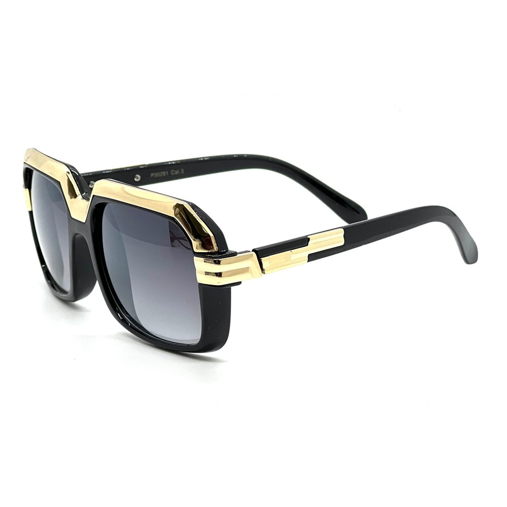 Oversized Square Sunglasses Black Gold Frame Gradient Lens Womens Aviator Fancy‎ - Picture 5 of 17